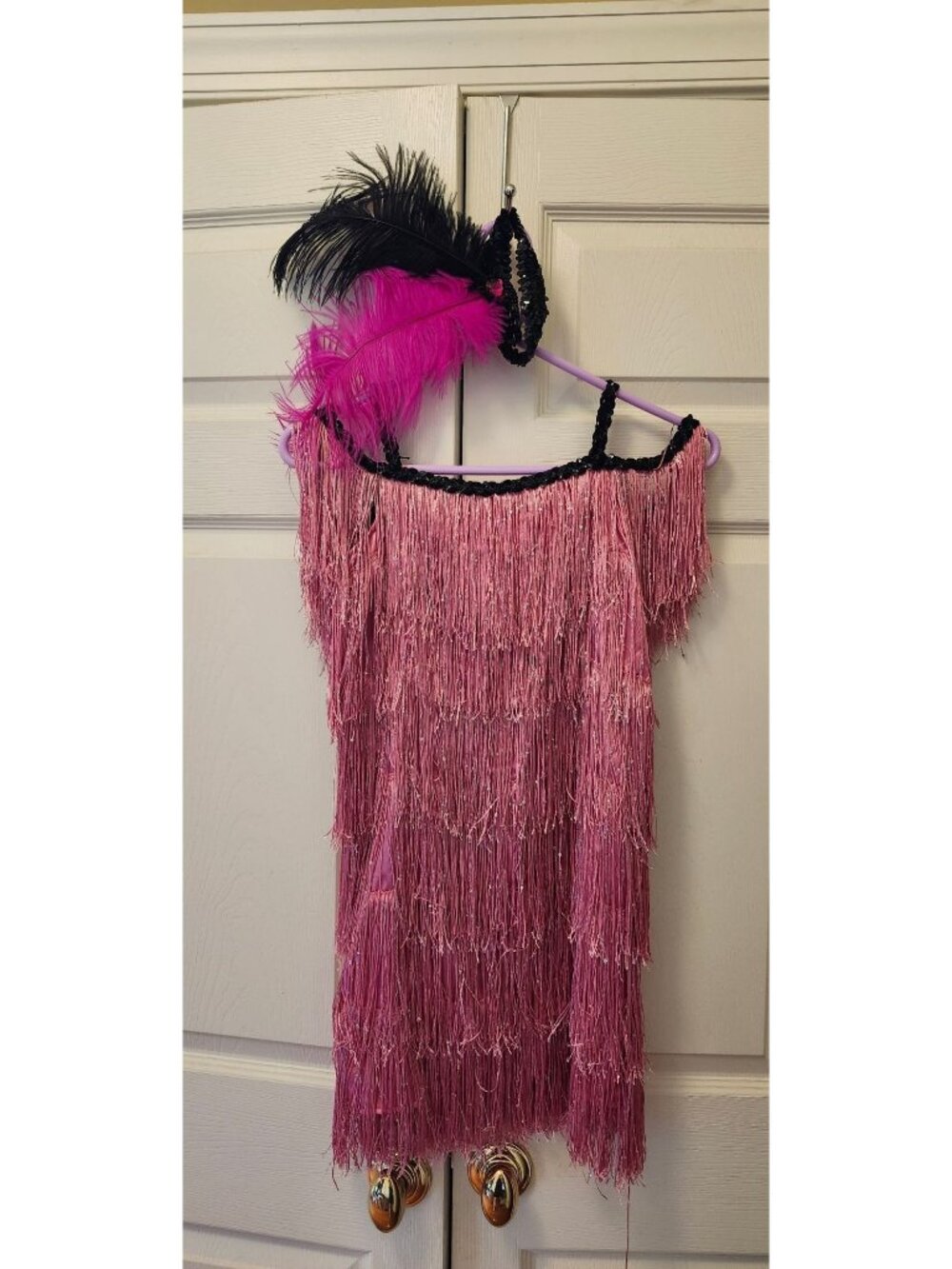 Girl Chasing Fireflies Pink Sparkly Bling Black Flapper Costume Dress Size 10